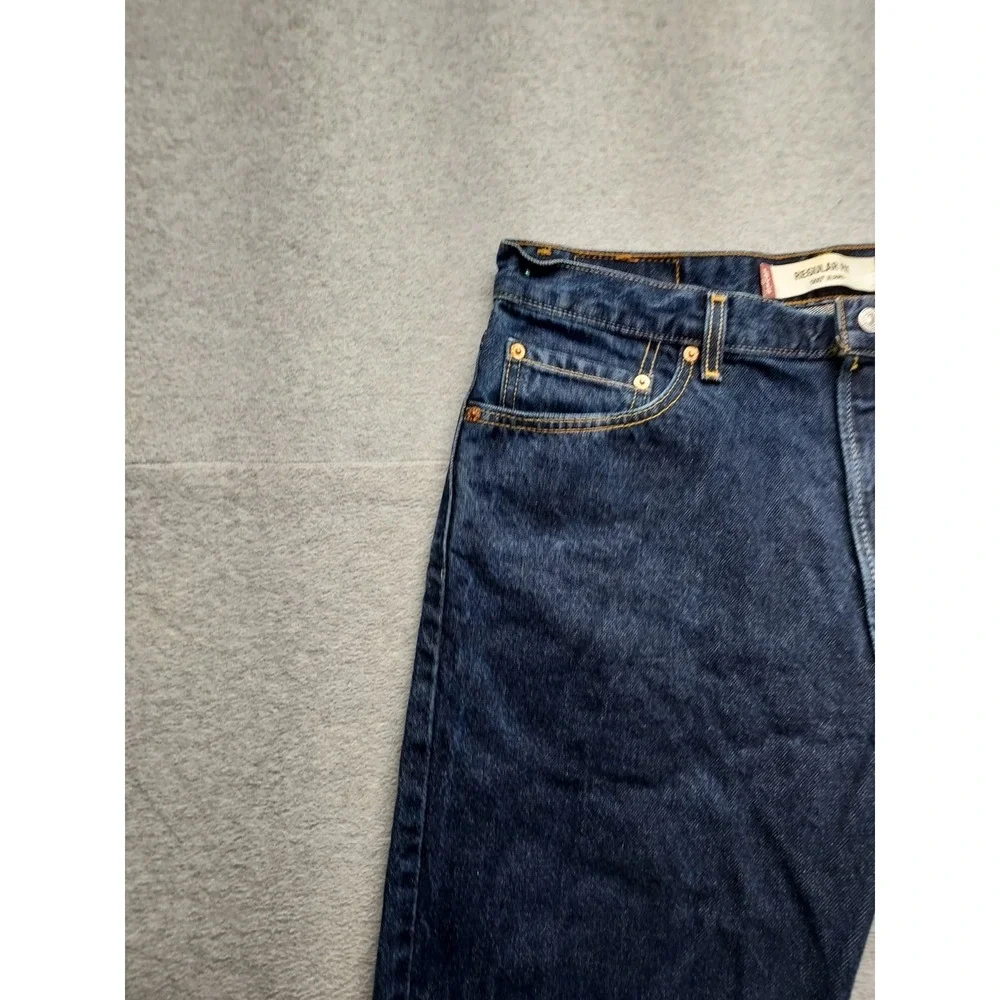 Levis Men Denim Jeans 36 Blue Zip Button 5 Pockets High Rise Straight Outdoor